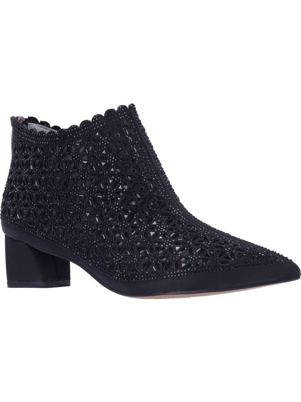 Jacinta Black Pointed Toe Bootie J. Reneé Jeweled Mesh Heel Size 13
